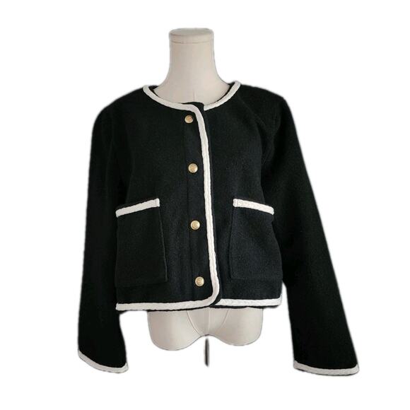 NWT J.Crew $138 Cropped bouclé yarn lady jacket Black Sz XL Large - Picture 5 of 11